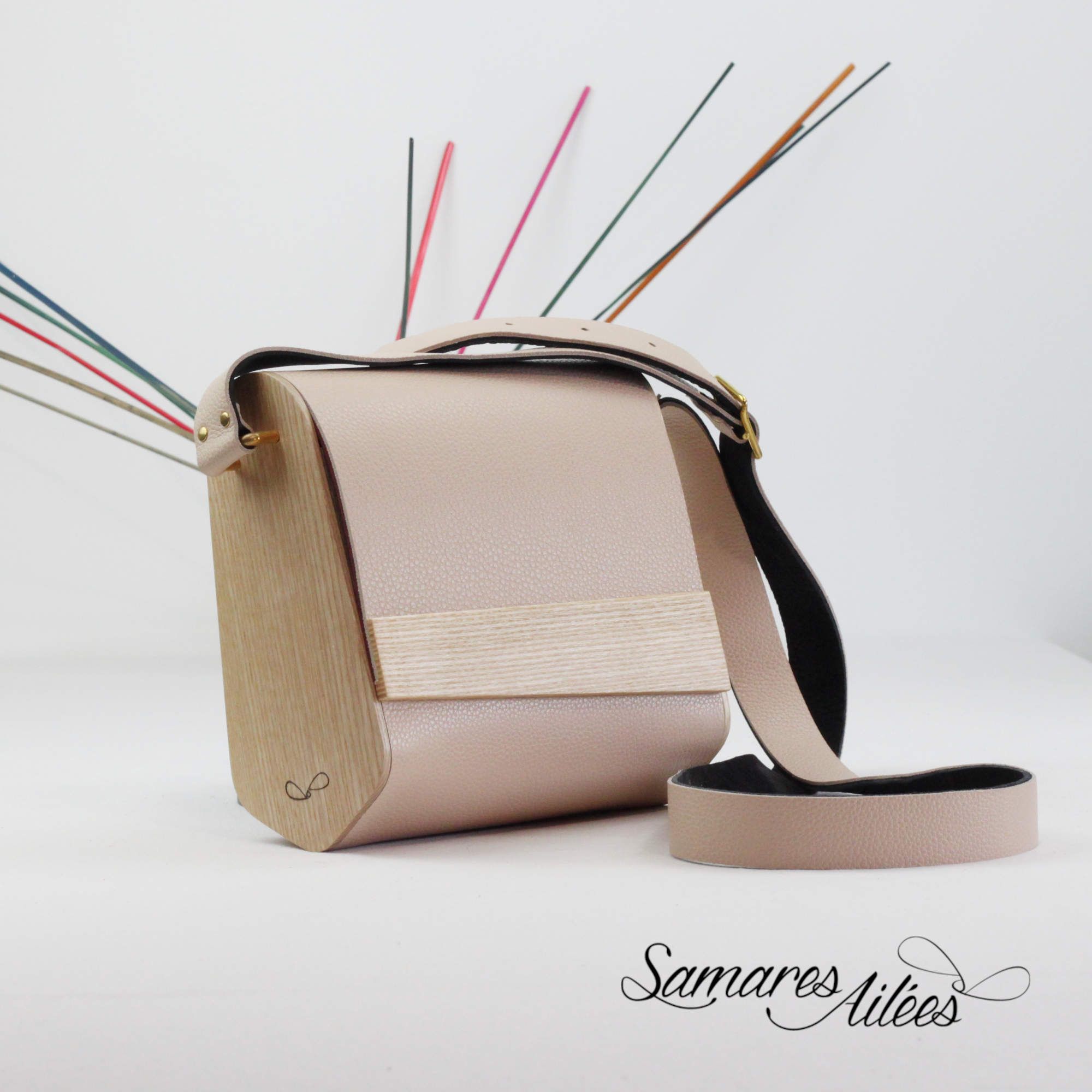 Sac en bandoulière Bois et Cuir Billie Les Samares Ailées